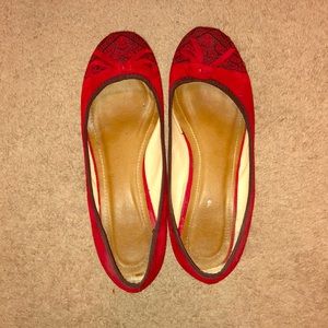 Modcloth red and black lace flats